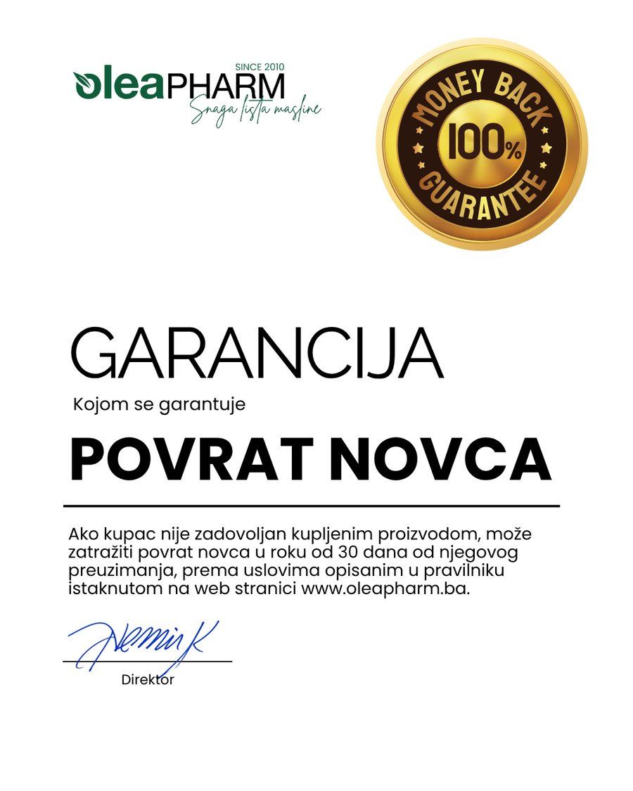 Garancija povrata novca u 30 dana, potpisao direktor OleaPharm d.o.o. Tuzla